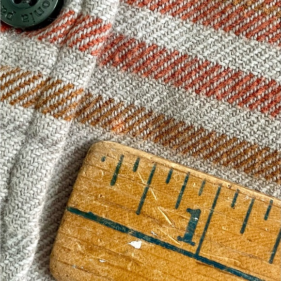 Patagonia Striped Shirt Jacket Top Sandstone & Rust Tones Organic Cotton Size 8 - Picture 11 of 15